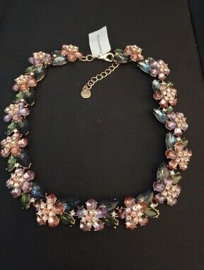 Charter Club Gold-Tone Floral Crystal Necklace in Pink, Purple, Blue & Green